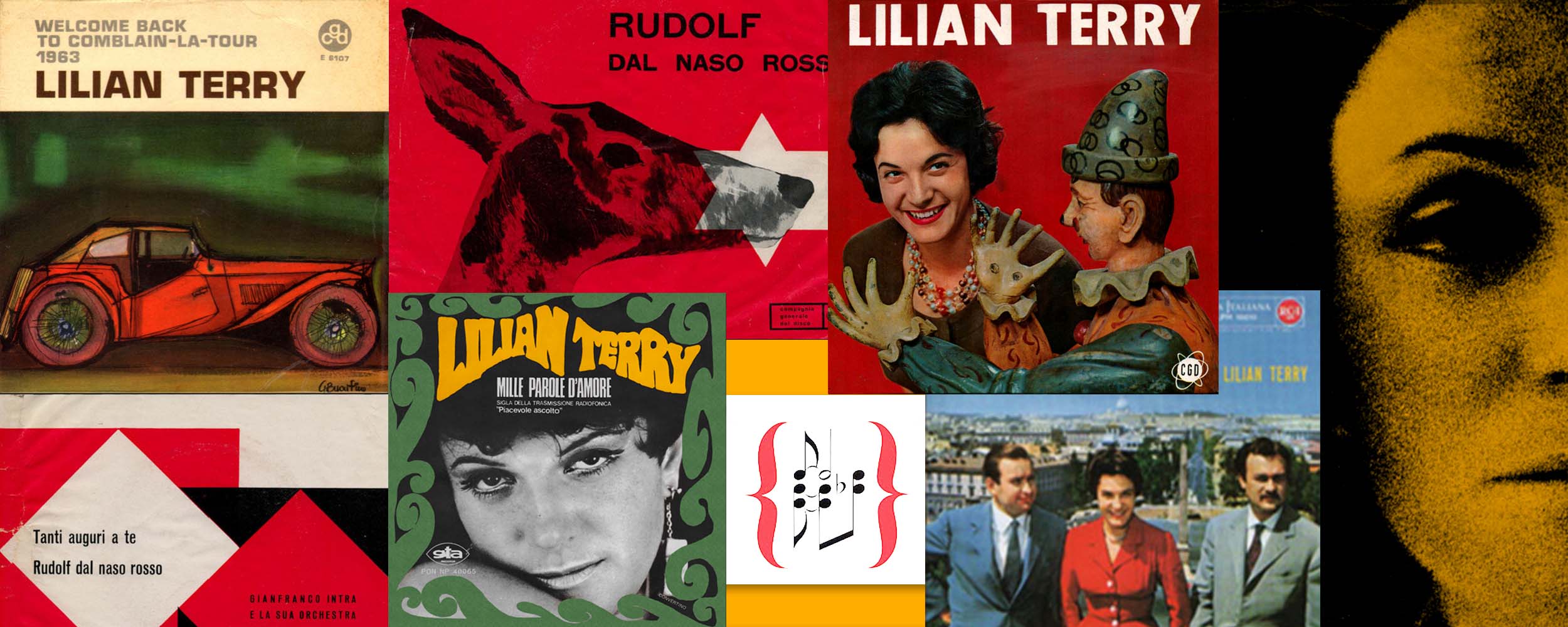Graphic of Lilian Terry with Dizzy Gillespie, Duke Ellington, Abbey Lincoln, and Max Roach